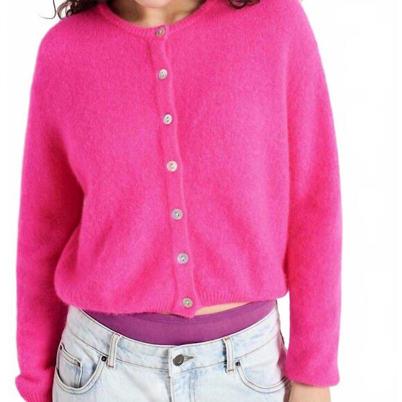 GOOD AMERICAN Sweaters - NEW GOOD AMERICAN vitow cardigan in rose fluo